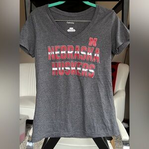 Nebraska Huskers sparkly grey short sleeve shirt ladies size small